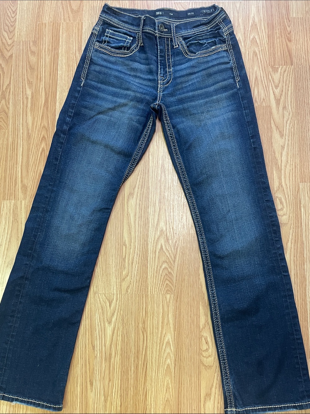 BKE Men's Dark Blue Bootcut Jeans